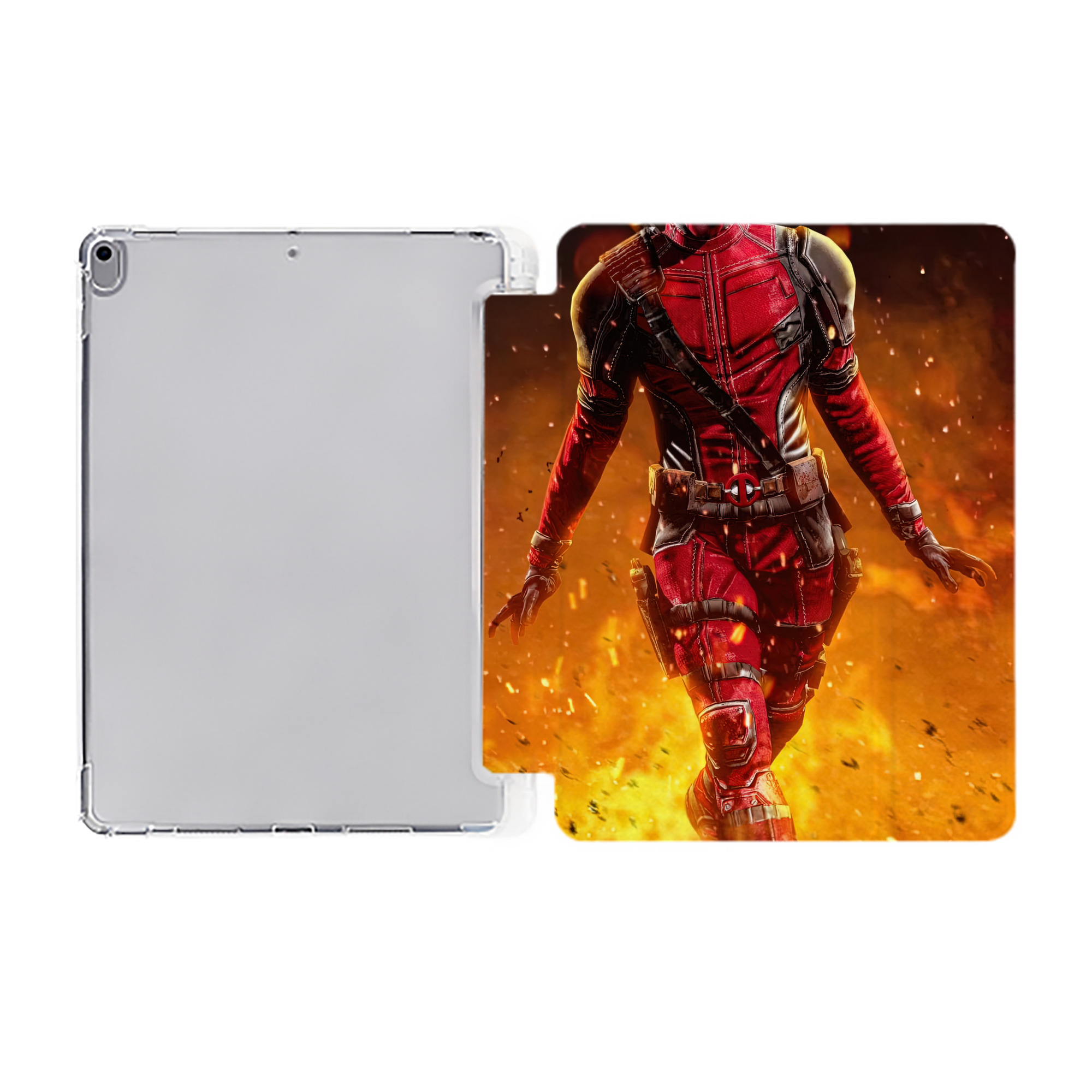 （画像用） Deadpool デッドプール IPad ケース ペン収納付き 三つ折りスタンド PUレザー×シリコン 対応機種9.5/10.5/10.9インチ